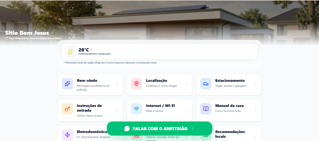Exemplo de Guia do Hóspede digital do AlugaFácil